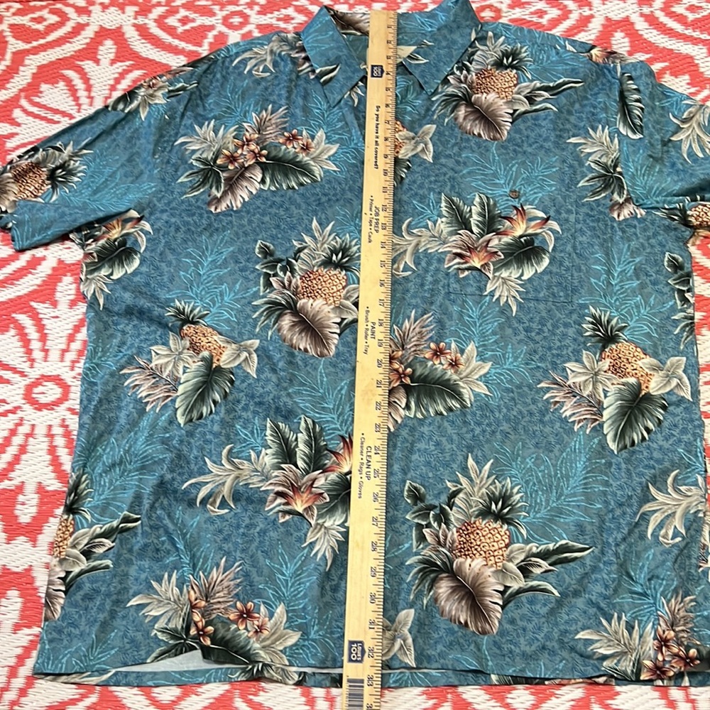 NWT Island Shores XXL Short sleeve Dark Floral tropical pineapple Hawaiian - Picture 7 of 14